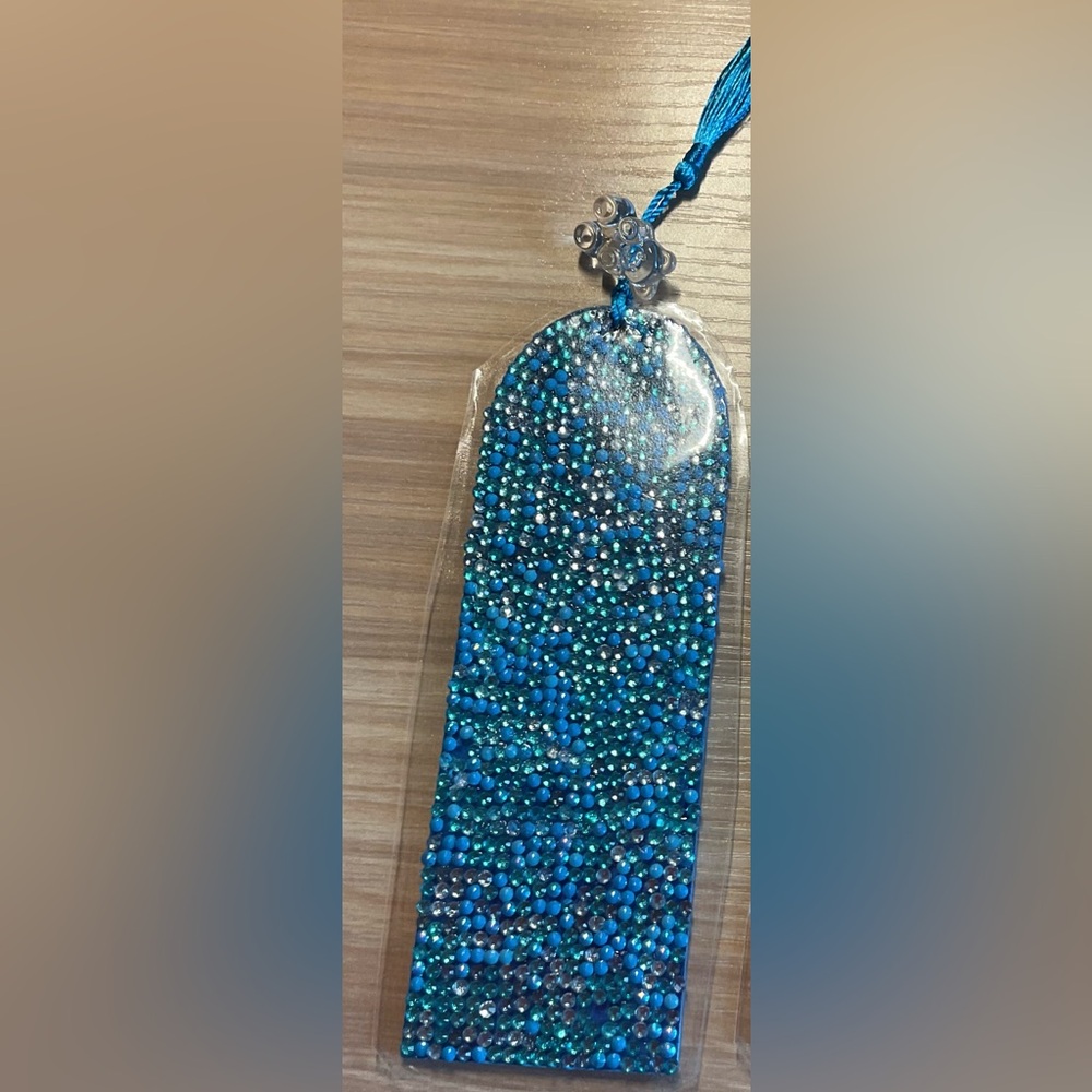 Blue Diamond Art Bookmark ✨ Rhinestone Handmade Laminated